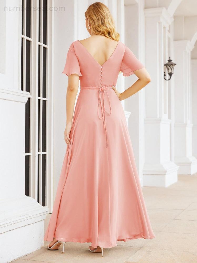 Numbersea Formal Prom Gowns for Mother of The Bride Short Sleeves Bridesmaid Dress 28049-numbersea