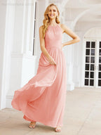 Numbersea Sleeveless Bridesmaid Dresses Long Prom Gown Zipper with Keyhole Back 28056-numbersea
