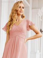 Numbersea Formal Prom Gowns for Mother of The Bride Cap Sleeves Bridesmaid Dress 28047-numbersea