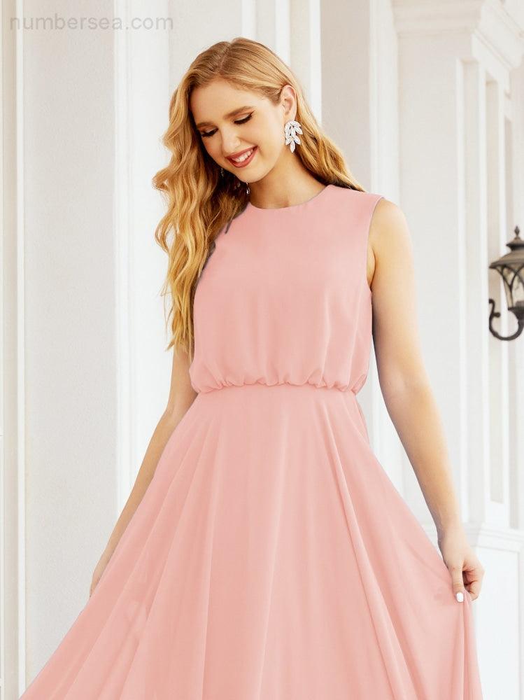 Numbersea Sleeveless Long Bridesmaid Dress A line Formal Evening Prom Gown 28025-numbersea