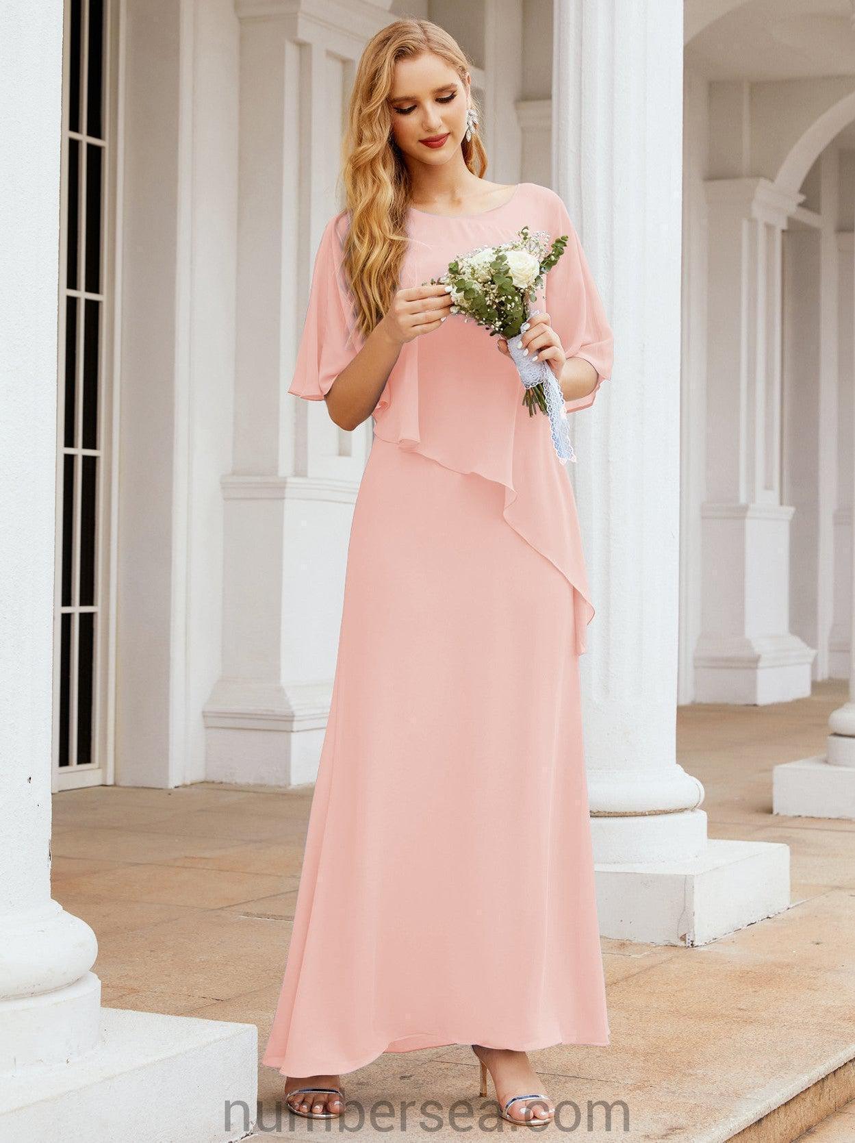 Numbersea Formal Party Gown Dress Long Chiffon Mother Of The Bride Dresses With Ruffle Cape 28026