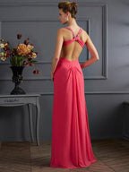 Empire Sweetheart Sleeveless Ruffles Long Chiffon Dresses