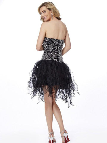 Vestidos de fiesta cortos de organza con escote corazón, sin mangas y cuentas