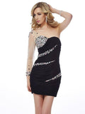 Etui-Linie One-Shoulder-Träger Ärmellos Perlen verziert Kurz Chiffon Homecoming Kleider