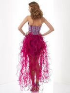 Sheath/Column Sweetheart Sleeveless Beading Short Elastic Woven Satin Homecoming Dresses