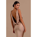 Numbersea Sexy Deep V Neck Backless Mermaid Long Formal Evening Dress
