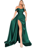Meerjungfrau/Trompete Ballkleider Empire-Kleid Formell Sweep/Pinsel Schleppe Ärmellos Schulterfrei Kunstseide Rückenfrei mit gerüschtem Schlitz