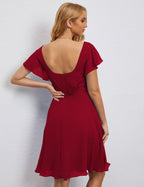 Numbersea Chiffon Bridesmaid Dress V Neck Short Cocktail Gowns For Juniors Homecoming Dresses 28077