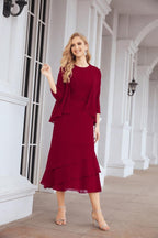 Two-Piece A-Line Mother Of The Bride Dress Formal Party Gown 28072 Crimson