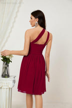 Numbersea Women Chiffon Short One Shoulder Bridesmaid Dress Formal Dresses For Party Homecoming 2804