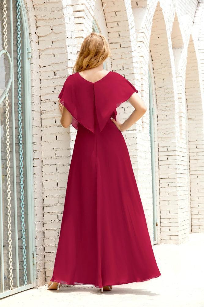 Numbersea Mother Of The Bride Dresses Plus Size V-Neck Floor Length Formal Prom Dress For Wedding