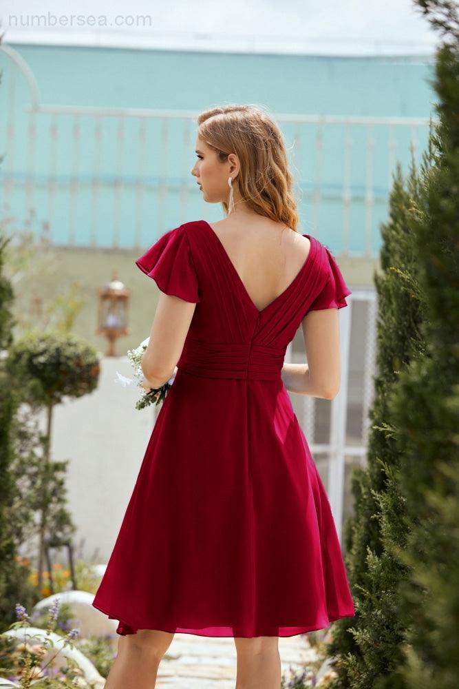 Neck Chiffon Bridesmaid Dresses Formal Cocktail Prom Gown Homecoming 28013