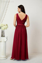 Women's Chiffon Long Bridesmaid Dresses A line Sleeveless Formal Prom Gown for Evening Party Homecoming Dresses 2808-numbersea