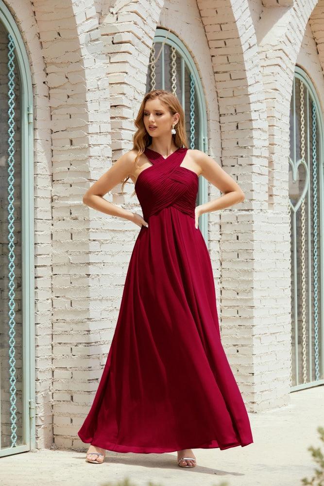 Halter Bridesmaid Dresses Formal Cocktail Prom Gown 28015-numbersea