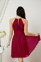 Halter Bridesmaid Dresses Knee Length A Line Formal Evening Party Cocktail Dress 28011