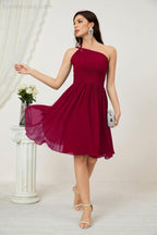 Numbersea Women Chiffon Short One Shoulder Bridesmaid Dress Formal Dresses For Party Homecoming 2804