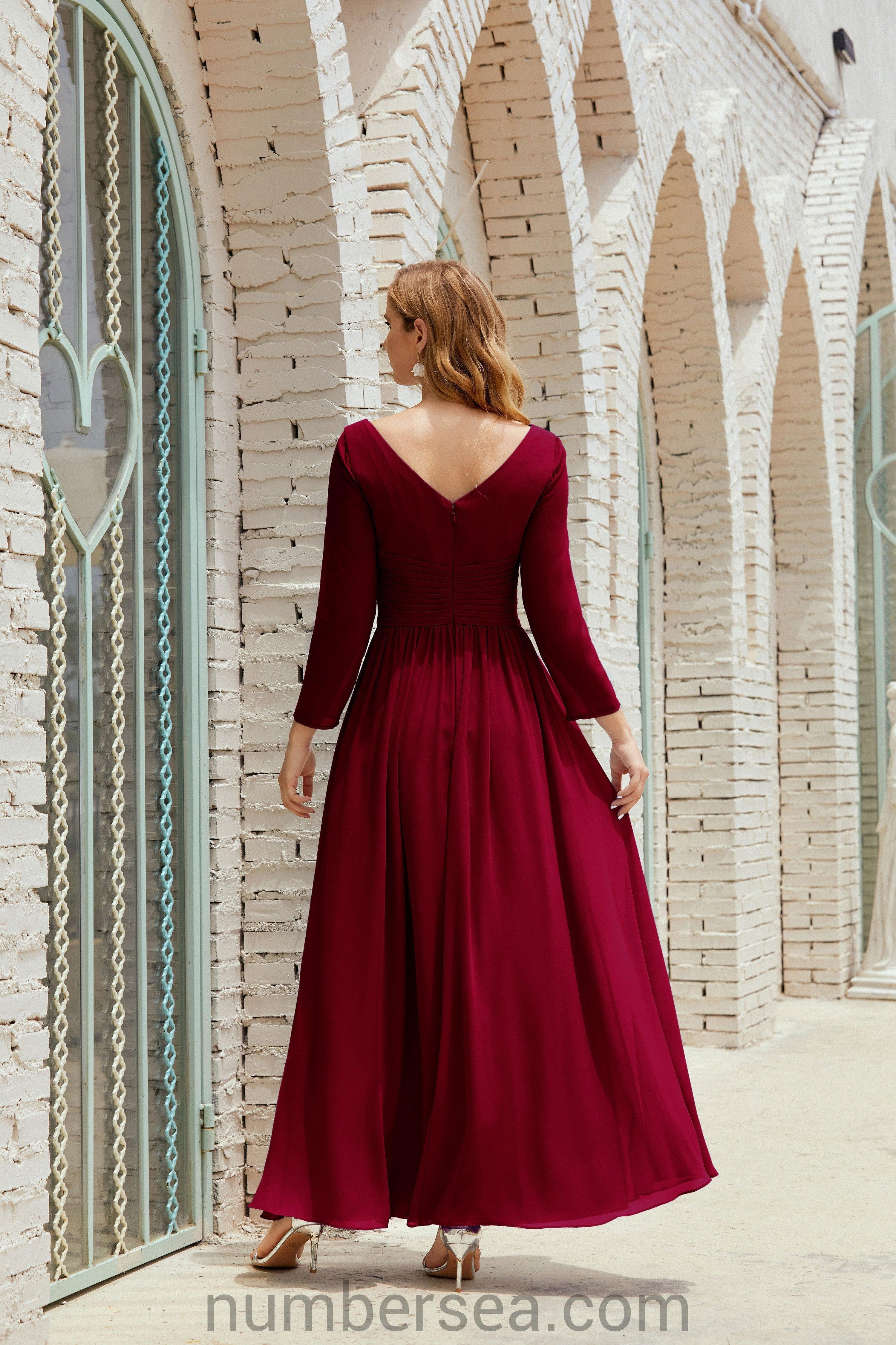 Numbersea Bridesmaid Dress Chiffon Formal Party Dress Evening Dress 28016-numbersea