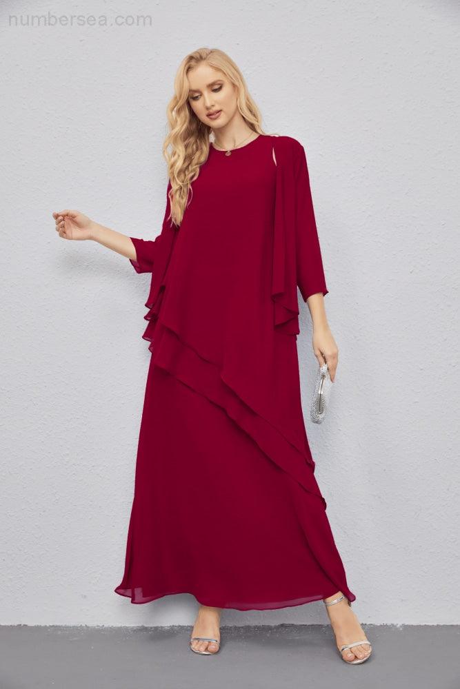 Mother of Bride Dresses with Open Front Lightweight Cardigan Formal Prom Gown 28081-numbersea