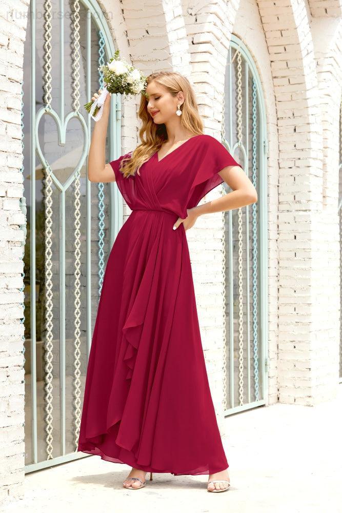 Numbersea Mother Of The Bride Dresses Plus Size V-Neck Floor Length Formal Prom Dress For Wedding