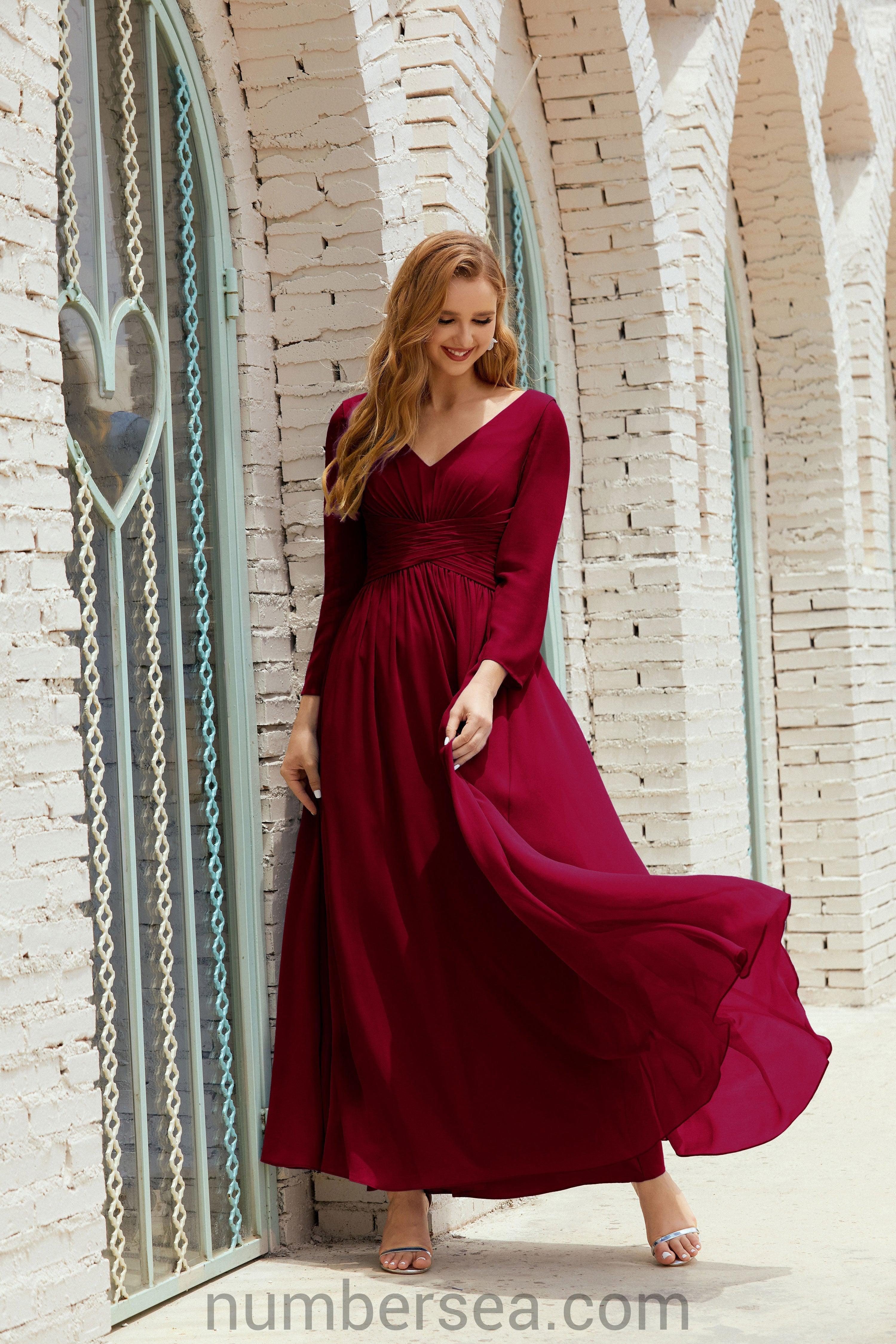 Numbersea Bridesmaid Dress Chiffon Formal Party Dress Evening Dress 28016-numbersea