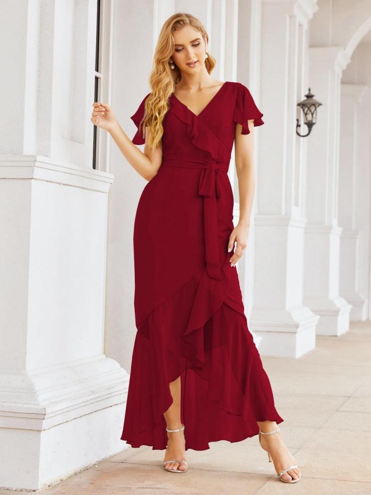 Numbersea Ruffled Bridesmaid Dresses Mermaid Formal Violin Evening Party Prom Gowns 28042-numbersea