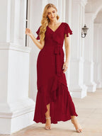 Numbersea Ruffled Bridesmaid Dresses Mermaid Formal Violin Evening Party Prom Gowns 28042-numbersea