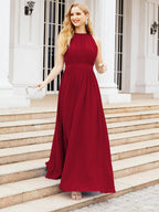 Numbersea Halter Bridesmaid Dress Empire Waist Formal Evening Prom Gown for Mother of The Bride 28030-numbersea