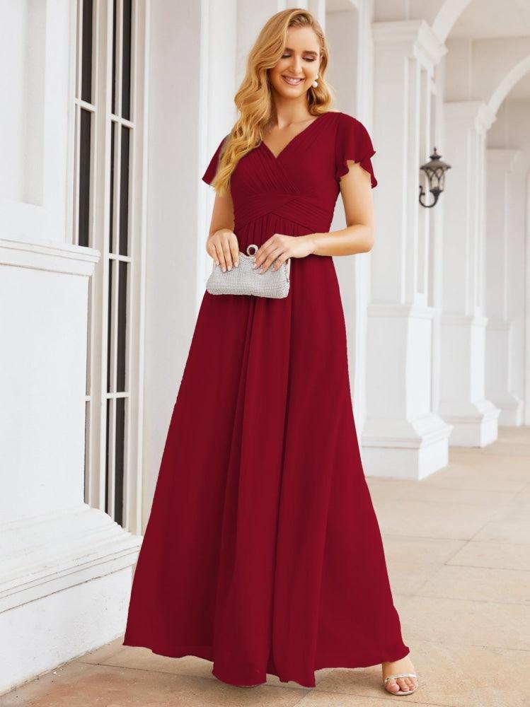 Numbersea Formal Prom Gowns for Mother of The Bride Cap Sleeves Bridesmaid Dress 28047-numbersea