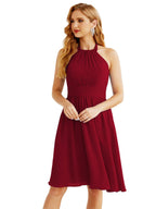 Numbersea Neckholder-Brautjungfernkleid aus Chiffon, kurz, ärmellos, formelles Partykleid, offener Rücken, 28023