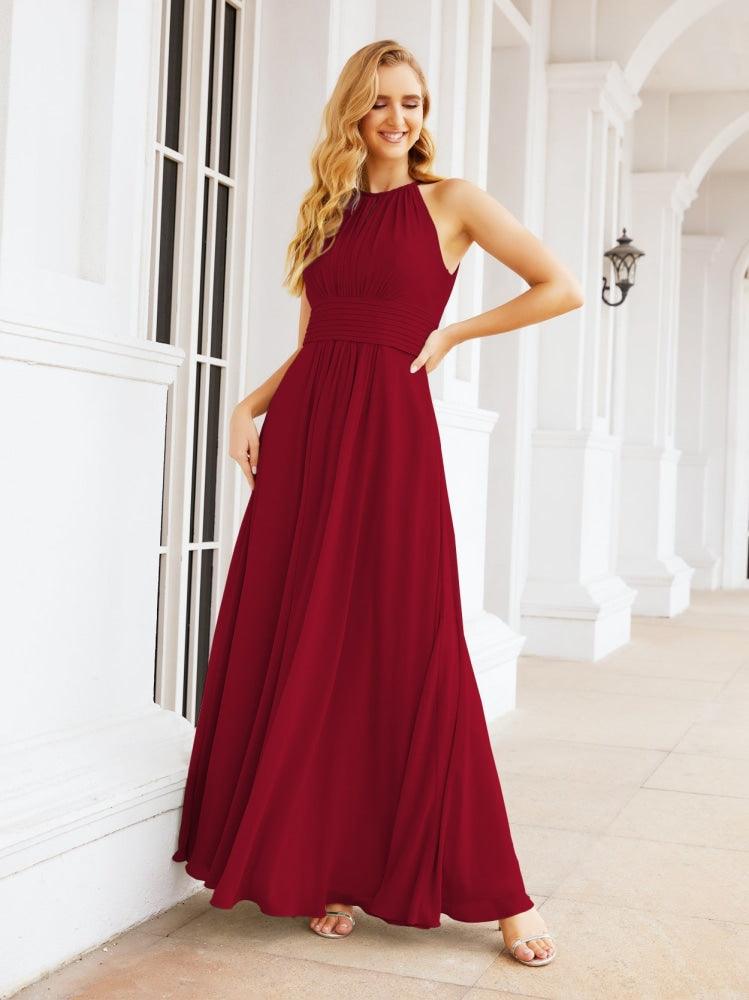 Keyhole Bridesmaid Dresses Sleeveless Formal Evening Party Prom Gowns 28043-numbersea