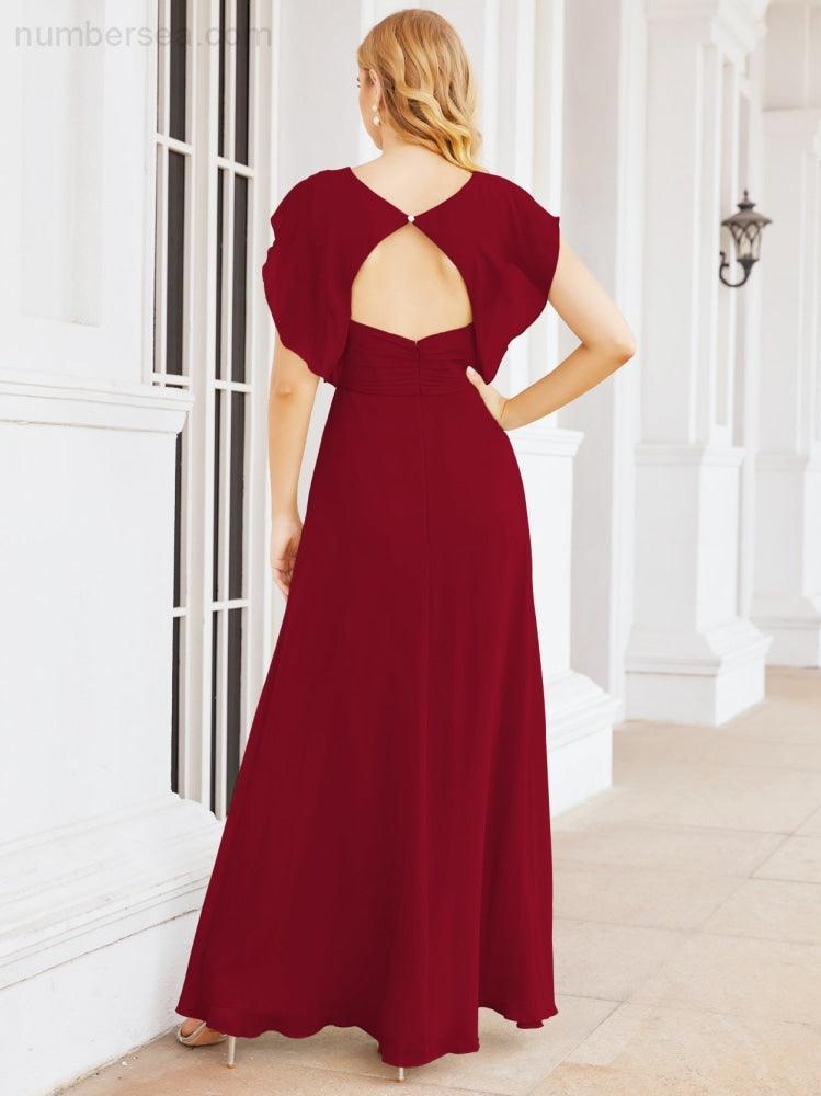 Numbersea Bridesmaid Dresses Cape Formal Prom Dress Open Back Gowns for Mother of The Bride 28058-numbersea