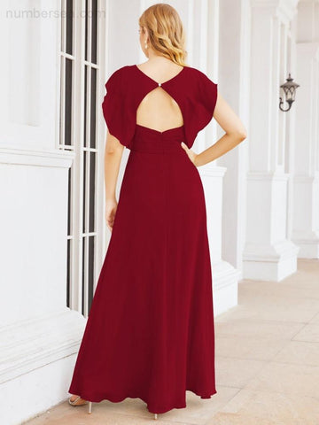 Numbersea Bridesmaid Dresses Cape Formal Prom Dress Open Back Gowns for Mother of The Bride 28058-numbersea