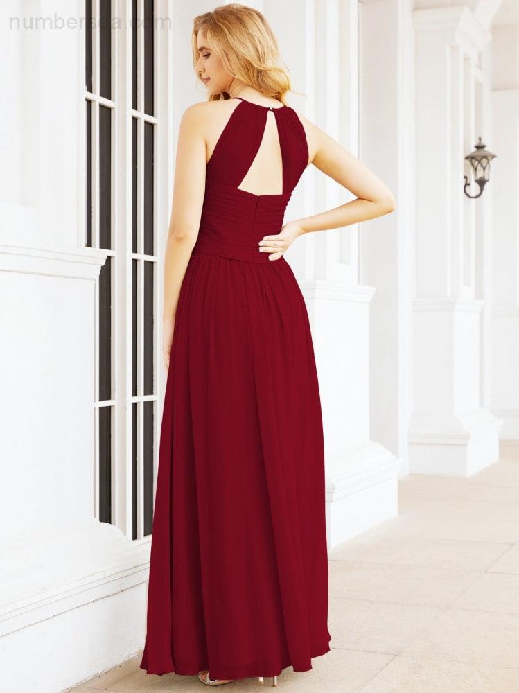 Numbersea Sleeveless Bridesmaid Dresses Long Prom Gown Zipper with Keyhole Back 28056-numbersea