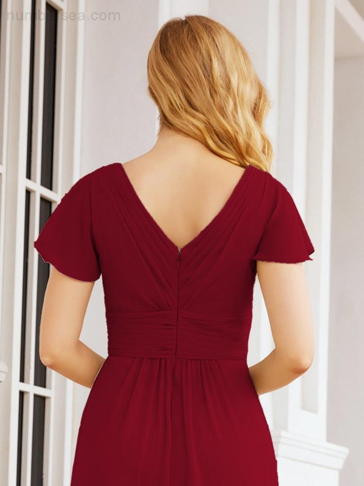 Numbersea Formal Prom Gowns for Mother of The Bride Cap Sleeves Bridesmaid Dress 28047-numbersea