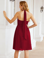 Numbersea Neckholder-Brautjungfernkleid aus Chiffon, kurz, ärmellos, formelles Partykleid, offener Rücken, 28023