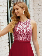 Lace Bridesmaid Dress Floor Length Evening Gowns with Pockets 28017-numbersea