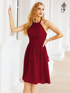 Numbersea Neckholder-Brautjungfernkleid aus Chiffon, kurz, ärmellos, formelles Partykleid, offener Rücken, 28023