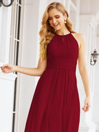 Keyhole Bridesmaid Dresses Sleeveless Formal Evening Party Prom Gowns 28043-numbersea