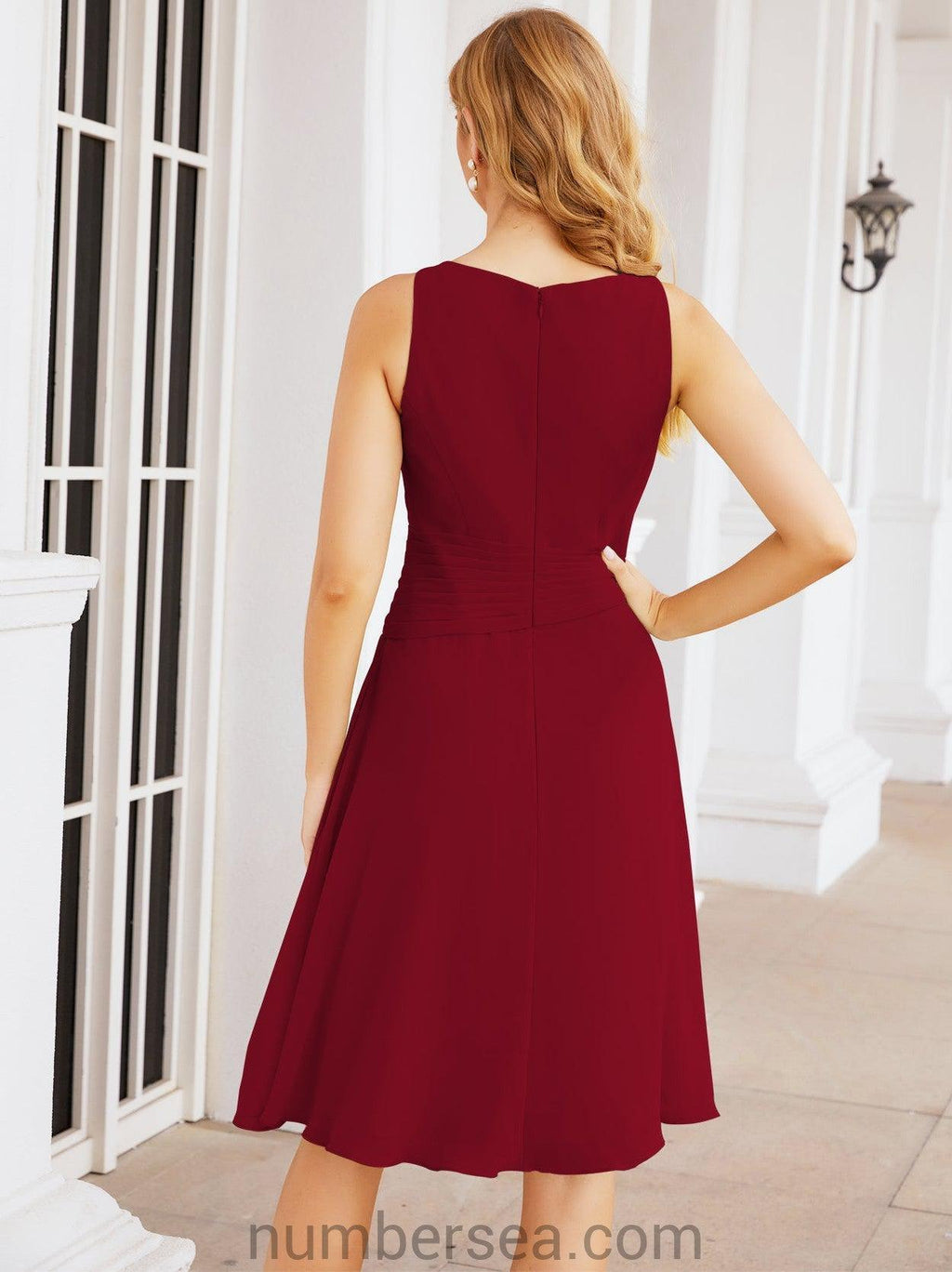 Numbersea Chiffon Mother Of The Bride Dresses Prom Dress For Wedding Guest Casual Pleated 28065