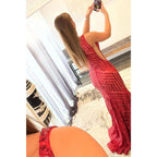 Vestido de fiesta burdeos con lentejuelas y un solo hombro único 