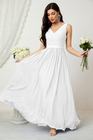 Women's Chiffon Long Bridesmaid Dresses A line Sleeveless Formal Prom Gown for Evening Party Homecoming Dresses 2808-numbersea