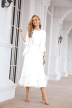 Two-Piece A-Line Mother Of The Bride Dress Formal Party Gown 28072 White