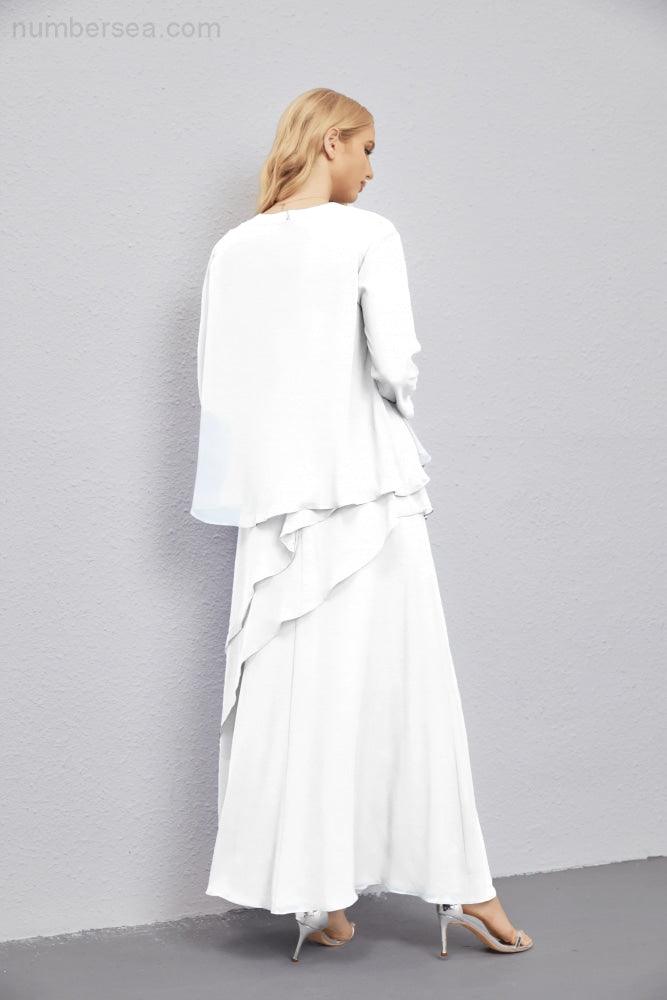 Mother of Bride Dresses with Open Front Lightweight Cardigan Formal Prom Gown 28081-numbersea