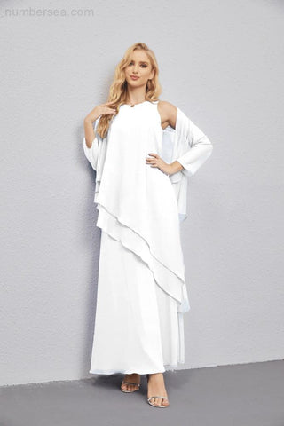 Mother of Bride Dresses with Open Front Lightweight Cardigan Formal Prom Gown 28081-numbersea