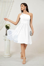 Numbersea Women Chiffon Short One Shoulder Bridesmaid Dress Formal Dresses For Party Homecoming 2804