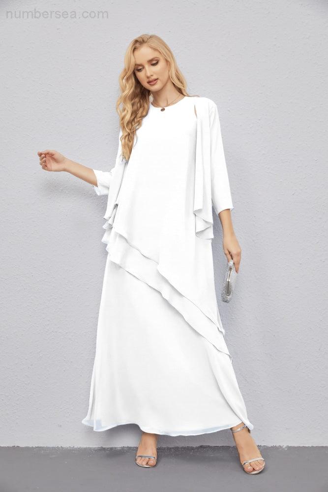 Mother of Bride Dresses with Open Front Lightweight Cardigan Formal Prom Gown 28081-numbersea