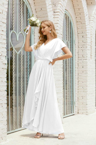Numbersea Mother Of The Bride Dresses Plus Size V-Neck Floor Length Formal Prom Dress For Wedding