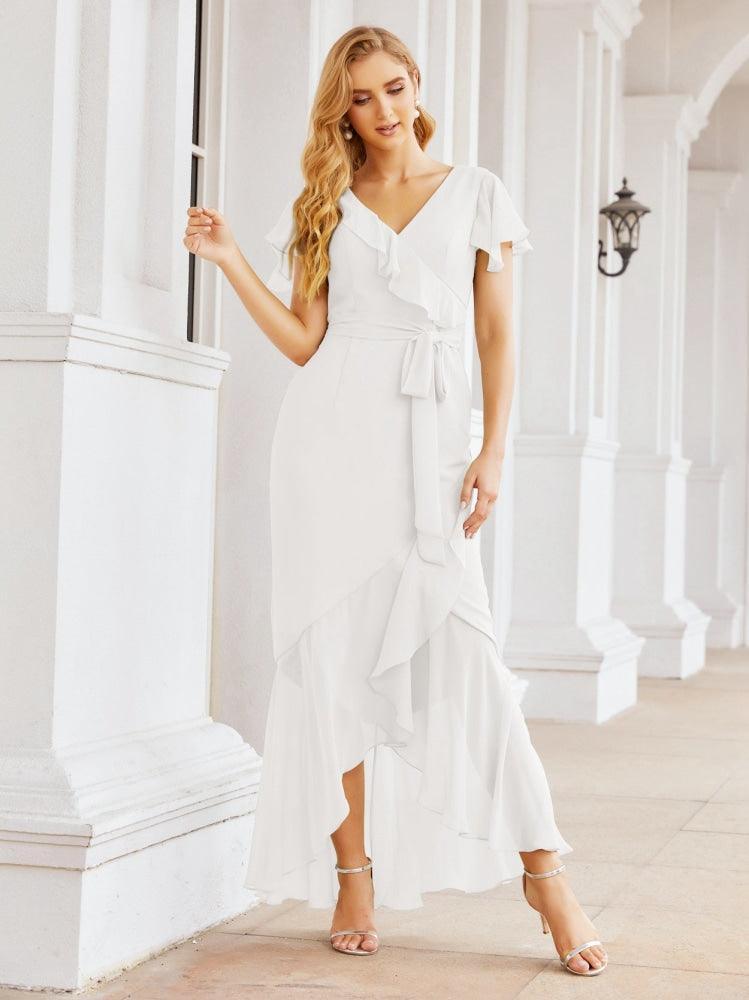 Numbersea Ruffled Bridesmaid Dresses Mermaid Formal Violin Evening Party Prom Gowns 28042-numbersea