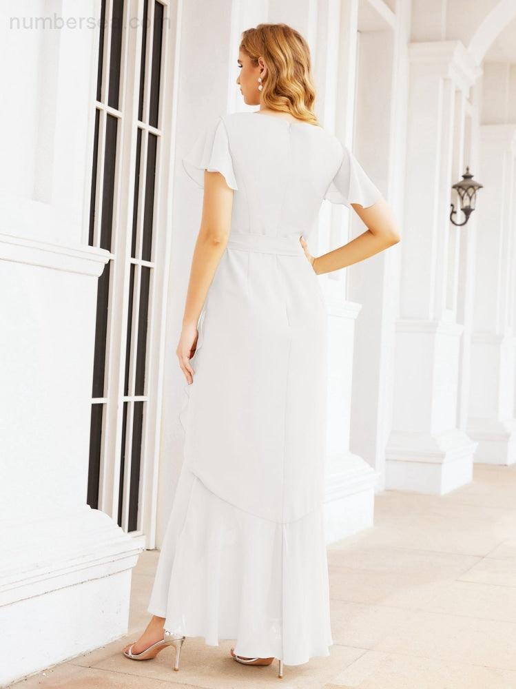 Numbersea Ruffled Bridesmaid Dresses Mermaid Formal Violin Evening Party Prom Gowns 28042-numbersea