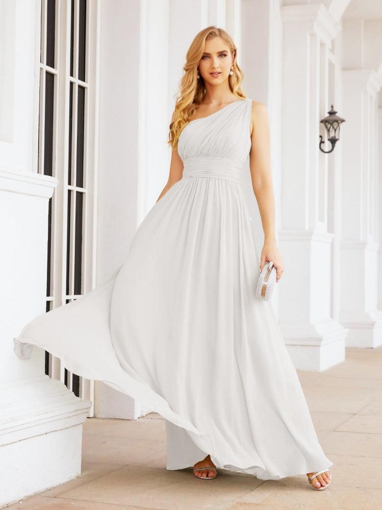 Numbersea One Shoulder Bridesmaid Dresses Long Maxi Formal Evening Party Prom Gowns 28061-numbersea